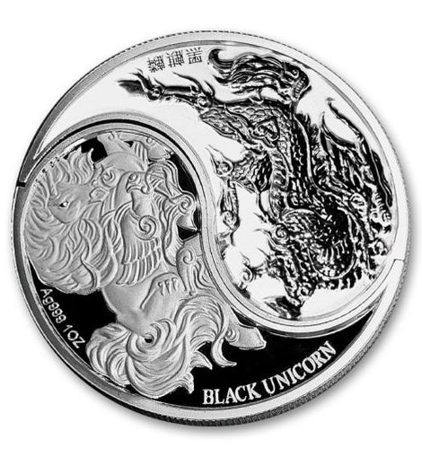 2023 1 oz Silver Black Unicorn Split Proof Coin