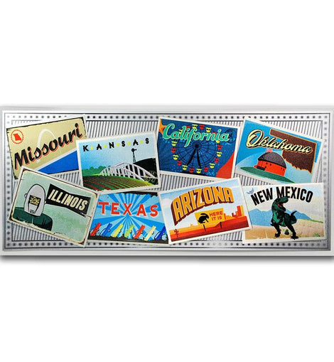 Silver Foil Note Route 66 Colorized Postcards